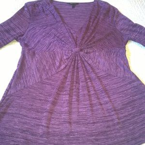 Twist Front Top w 3/4 Sleeves in Purple